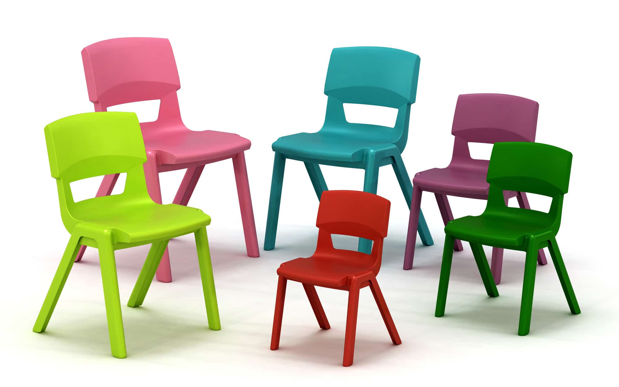 School chairs in different colours