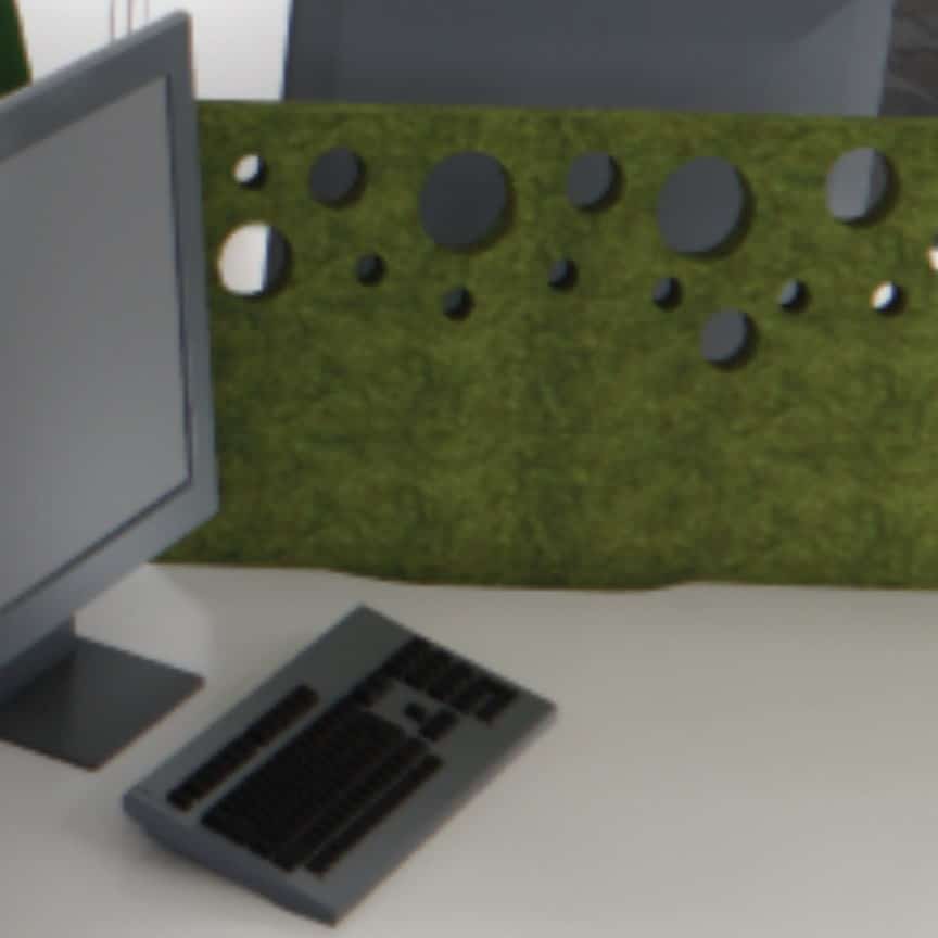 Close-up of Allsfar desk screen